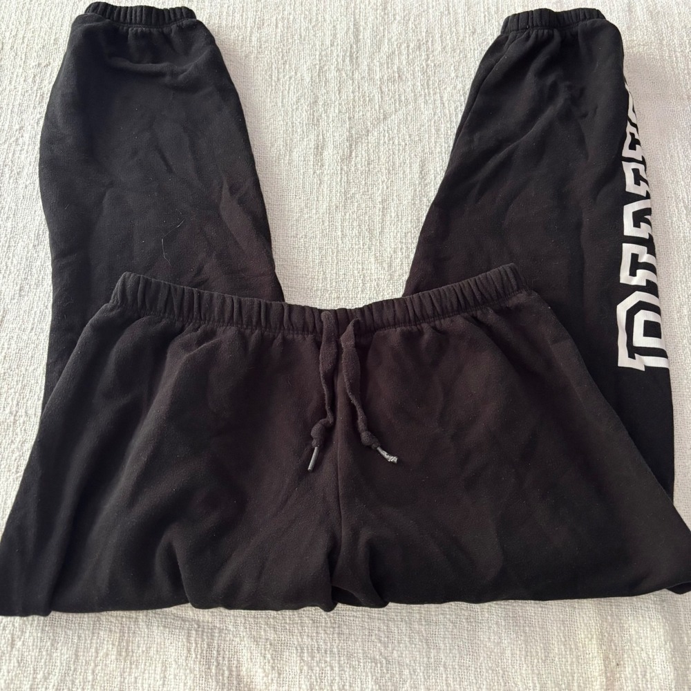 Victoria's Secret PINK Black Fleece Logo Sweatpants Joggers Large